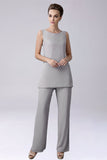 Sliver Jumpsuit/Pantsuit scheidt vloer-lengte Chiffon moeder van de bruid jurk