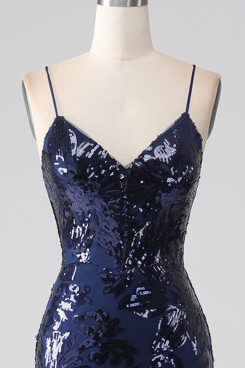 Glinsterende pailletten zeemeermin Spaghetti Strap Prom jurk met split