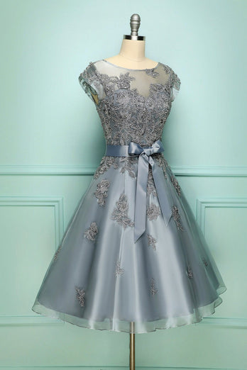 Vintage Grijze Gala-jurk