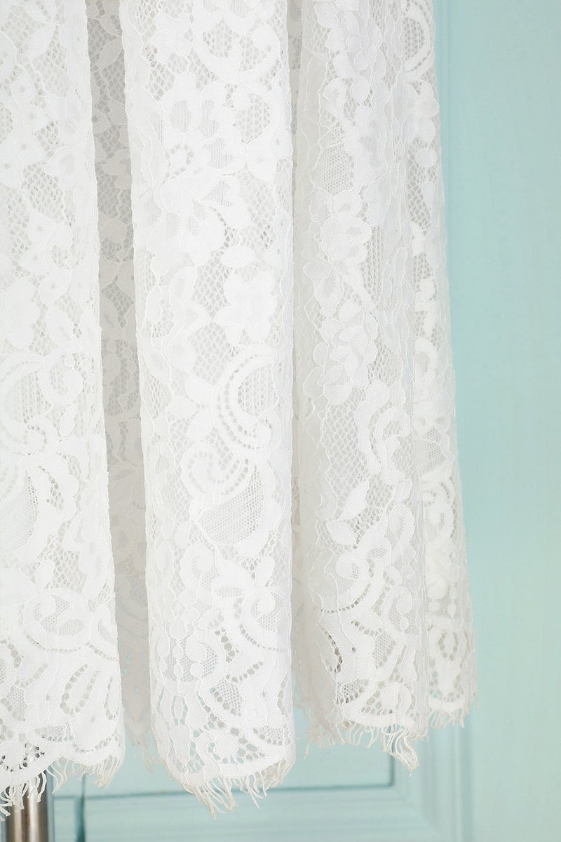 Afbeelding in Gallery-weergave laden, Witte kanten jurk met V-hals