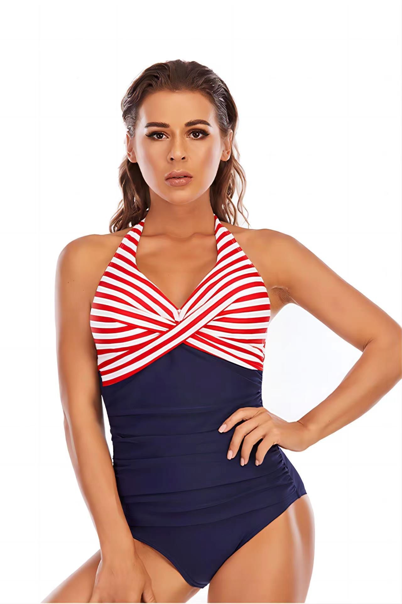 Strepen Halter One Piece Badmode