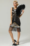 Zwarte jaren 1920 pailletten Fringe Flapper jurk