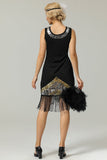 Zwarte jaren 1920 pailletten Fringe Flapper jurk