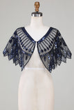 Glitter Zwarte Pailletten 1920s Cape met Kralen