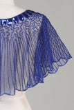 Pailletten Zwarte Glitter 1920s Cape met Kralen