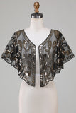 Zwarte Glitter Pailletten 1920s Cape