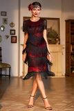 Zwarte Kralen Gatsby Franje Flapper Jurk