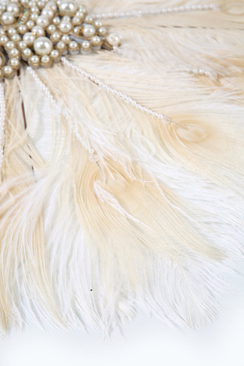Afbeelding in Gallery-weergave laden, Ivory Pearls 1920s Fan met veren