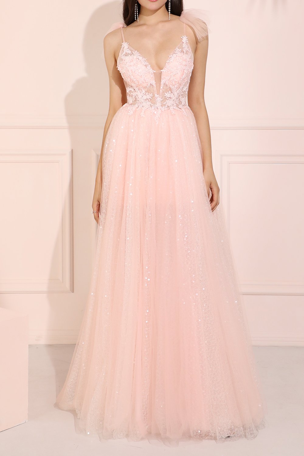 lange roze glitter galajurk