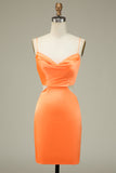 Bodycon Oranje Spaghetti Bandjes Homecoming Jurk