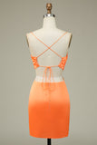 Bodycon Oranje Spaghetti Bandjes Homecoming Jurk