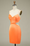 Bodycon Oranje Spaghetti Bandjes Homecoming Jurk