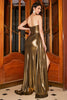 Afbeelding in Gallery-weergave laden, Sprankelende zeemeermin gouden metallic lange galajurk met split