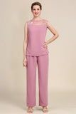 Blush Lange Mouwen 3 Delige Moeder van de Bruid Pant Suits