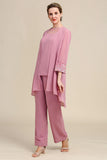 Blush Lange Mouwen 3 Delige Moeder van de Bruid Pant Suits