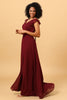 Afbeelding in Gallery-weergave laden, Chiffon Bordeaux Bruidsmeisjesjurk met Spleet