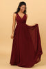 Afbeelding in Gallery-weergave laden, A-lijn Chiffon Burgundy Bruidsmeisjesjurk