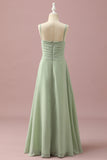 Sage Straps Chiffon Junior Bruidsmeisje Jurk