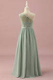 Groene One Shoulder Lace en Chiffon Junior Bruidsmeisje Jurk