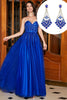Afbeelding in Gallery-weergave laden, Koningsblauwe A-lijn Sweetheart lange galajurk met kralen en accessoire