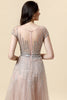 Afbeelding in Gallery-weergave laden, Sparkly Blush Beaded A-Line Tule Formele Jurk