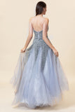 Sparkly Grey Beaded Tulle Sweetheart Lange Galajurk