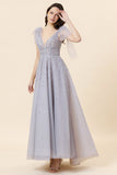 Sparkly Beaded Blue Long Tulle Galajurk