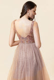 Sparkly Blush Beaded Lange Tule Galajurk