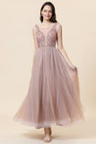 Sparkly Blush Beaded Lange Tule Galajurk