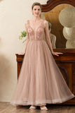 Blush Beaded A Line Sprankelende Avondjurk