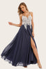 Afbeelding in Gallery-weergave laden, Stoffige blauwe lange Chiffon Prom jurk met kant