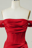 Rood Off the Shoulder Asymmetrisch Strak Kort Homecoming Jurkje