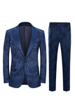 Silm Fit Peak Revers Lichtroze Jacquard Heren Homecoming Suits