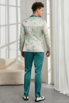 Sjaal Revers Een Knop Lichtgroen 3-delige Mannen Homecoming Suits