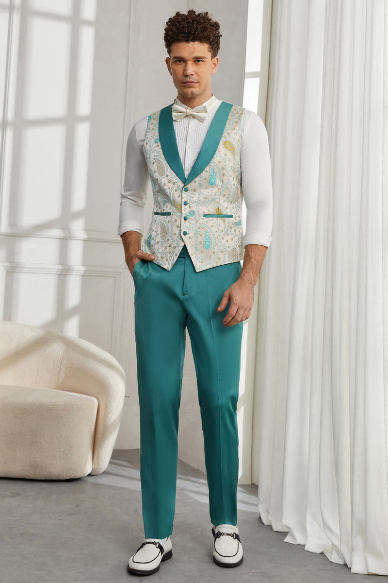 Afbeelding in Gallery-weergave laden, Sjaal Revers Een Knop Lichtgroen 3-delige Mannen Homecoming Suits