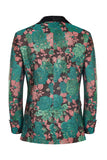 Groene Sjaal Revers Jacquard Floral Patroon Heren Homecoming Suit Jas Blazer