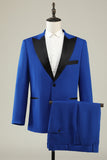 Slim Fit Peak Revers One Button Blue Heren Galapakken