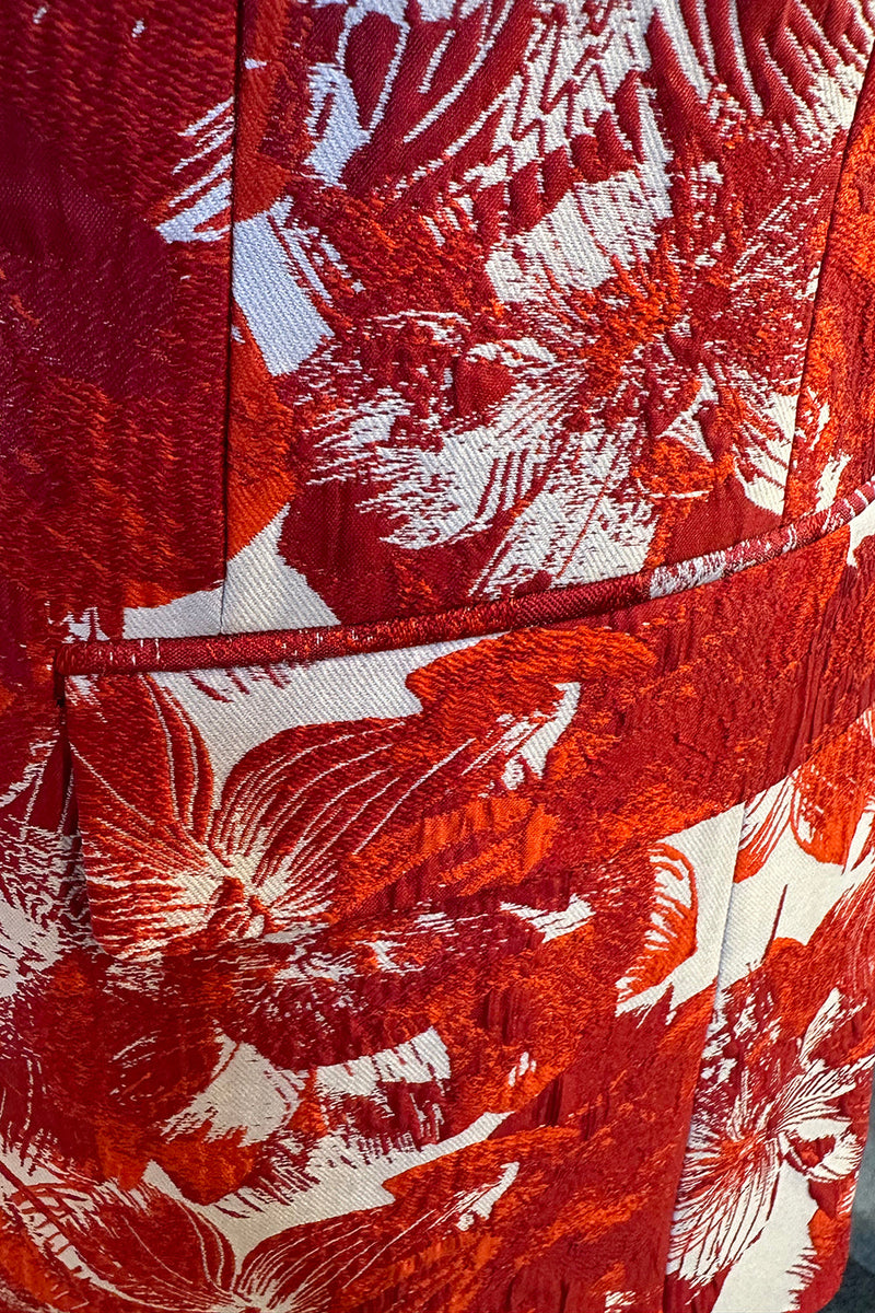 Afbeelding in Gallery-weergave laden, Red Floral Jacquard 2 Delige Heren Galapakken