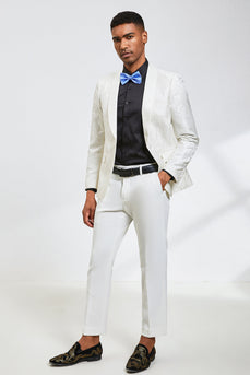 Witte Jacquard Shawl Revers 2 Delige Prom Homecoming Suits