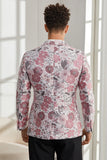 Sjaal Revers Een Knop Roze Bloemen Jacquard 2 Delige Homecoming Suits