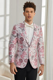 Sjaal Revers Een Knop Roze Bloemen Jacquard 2 Delige Homecoming Suits