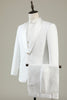 Afbeelding in Gallery-weergave laden, Witte Jacquard Shawl Revers 3 Delige Prom Homecoming Suits