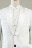 Witte Jacquard Shawl Revers 3 Delige Prom Homecoming Suits