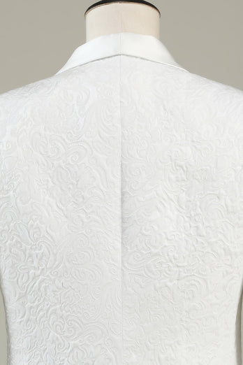 Witte Jacquard Shawl Revers 3 Delige Prom Homecoming Suits