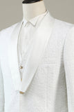 Witte Jacquard Shawl Revers 3 Delige Prom Homecoming Suits