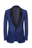 Afbeelding in Gallery-weergave laden, Royal Blue Jacquard One Button Shawl Revers Prom Homecoming Blazer