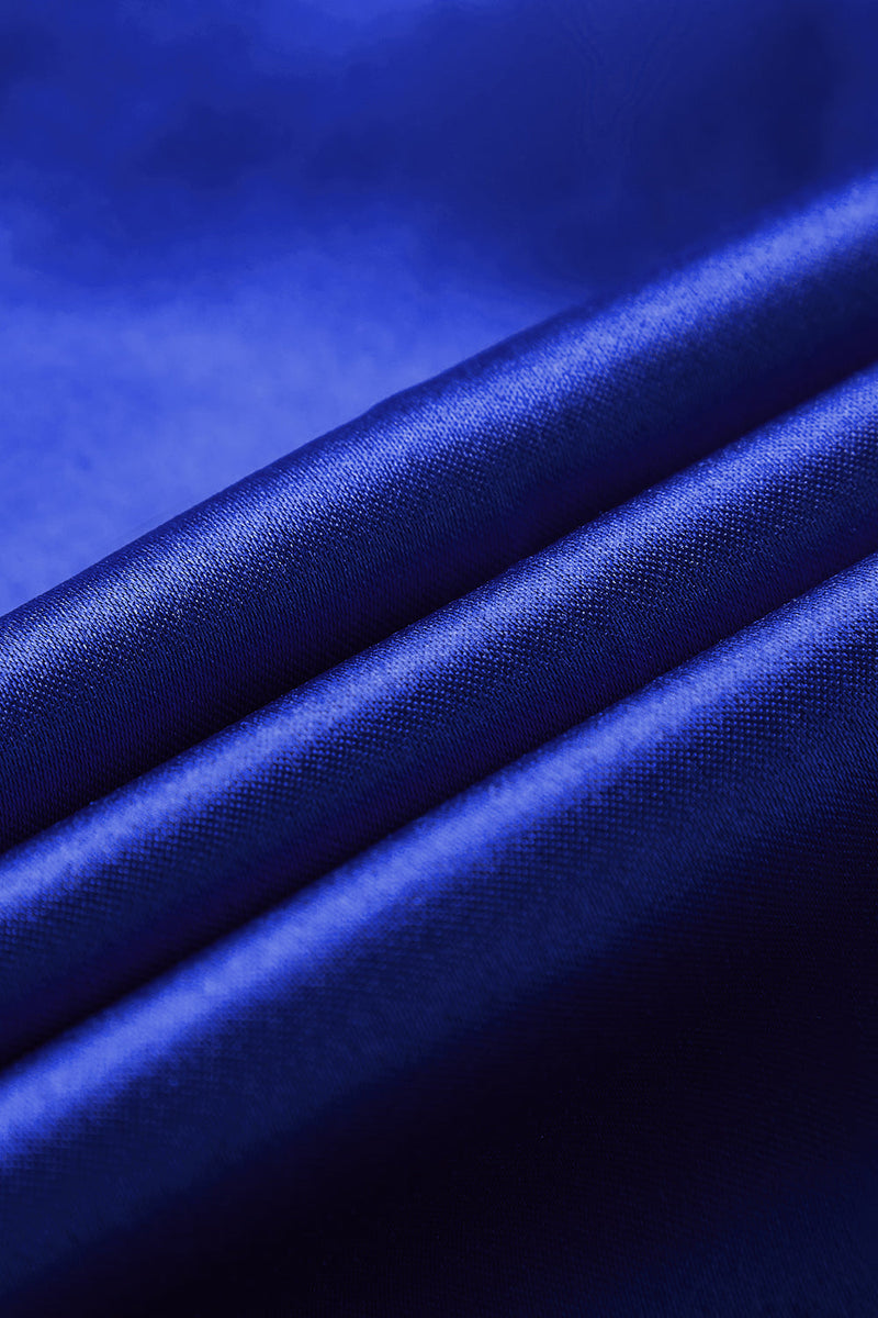 Afbeelding in Gallery-weergave laden, Koningsblauwe 3-delige sjaal revers met één knoop galapakken