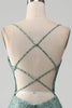 Afbeelding in Gallery-weergave laden, Spaghetti Staps Sparkly grijs groen Prom jurk met kralen
