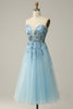 Afbeelding in Gallery-weergave laden, A Line Midi Sweetheart Pailletten Hemelsblauwe Galajurk