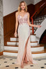 Afbeelding in Gallery-weergave laden, Kralen zeemeermin Glitter roze Prom jurk met split